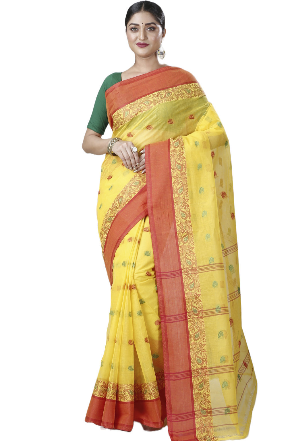 Yellow Pure Cotton Srimati Tant Saree (1087)